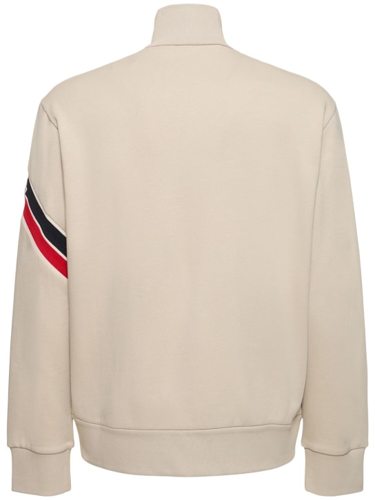 Moncler: Tricolor detail cotton zip-up sweatshirt - men_4 | Luisa Via Roma