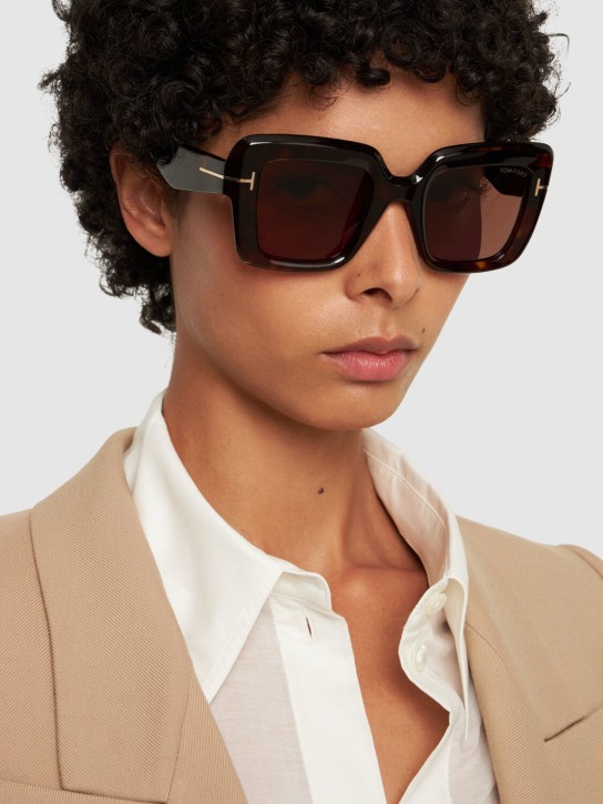 Tom Ford: Esme squared sunglasses - Dk Havana/Rovie - women_1 | Luisa Via Roma
