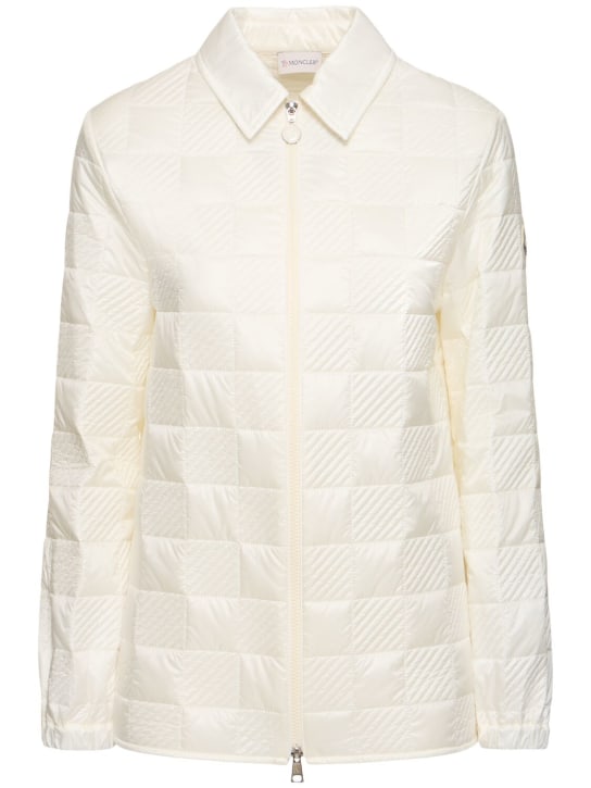 Moncler: Padded nylon zip-up shirt jacket - Silk White - women_0 | Luisa Via Roma