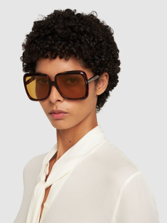 Tom Ford: Lorelai squared sunglasses - Dk Havana/Brown - women_1 | Luisa Via Roma