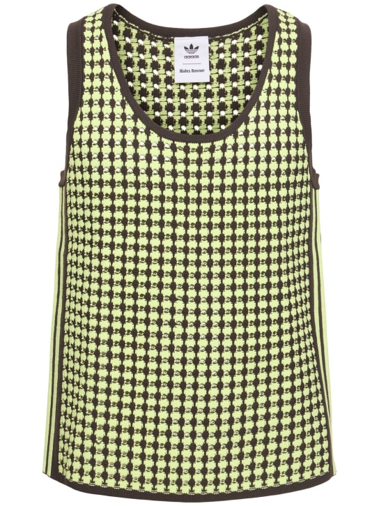 adidas Originals: Wales Bonner crochet tank top - Yellow/Brown - men_0 | Luisa Via Roma