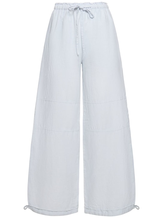 Acne Studios: Cotton & linen wide pants - Light Blue - women_0 | Luisa Via Roma
