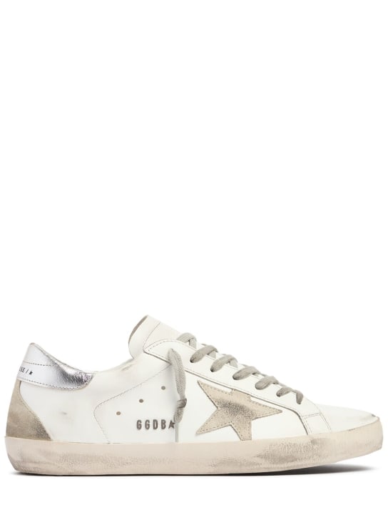 Golden Goose: 20mm Super Star leather & suede sneakers - White/Silver - men_0 | Luisa Via Roma