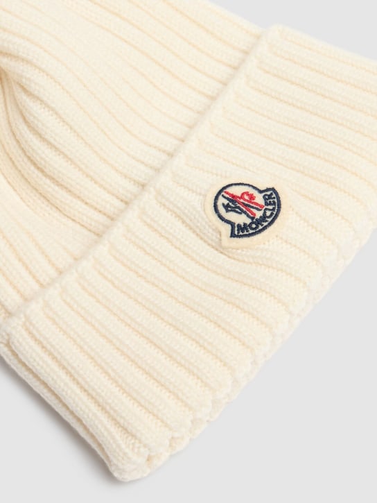 Moncler: Extrafine wool beanie - Snow White - kids-girls_1 | Luisa Via Roma