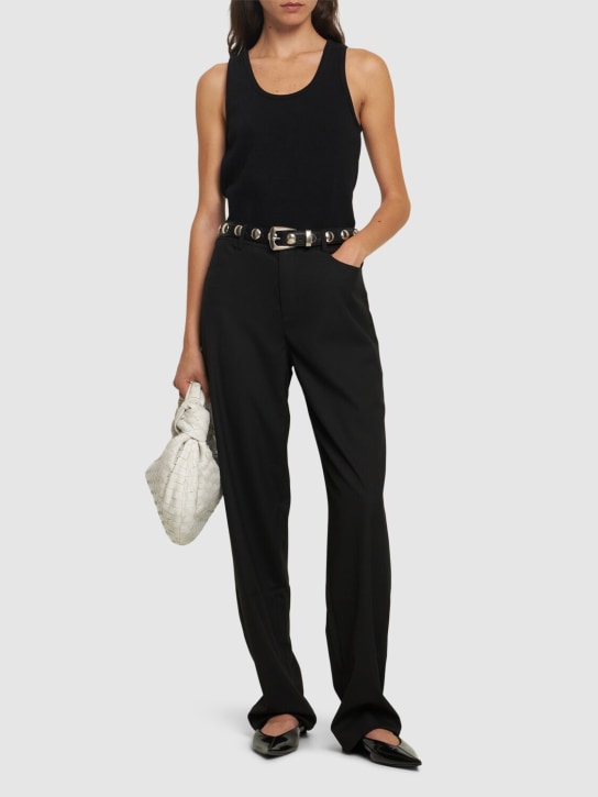 MITHRIDATE: Tailored tech blend straight pants - Black - women_1 | Luisa Via Roma