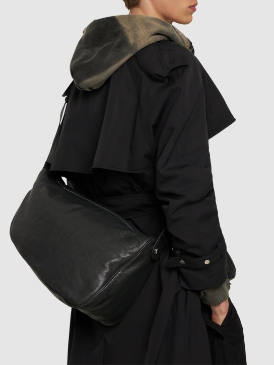 Burberry: Large Shield leather messenger bag - Slate - men_1 | Luisa Via Roma