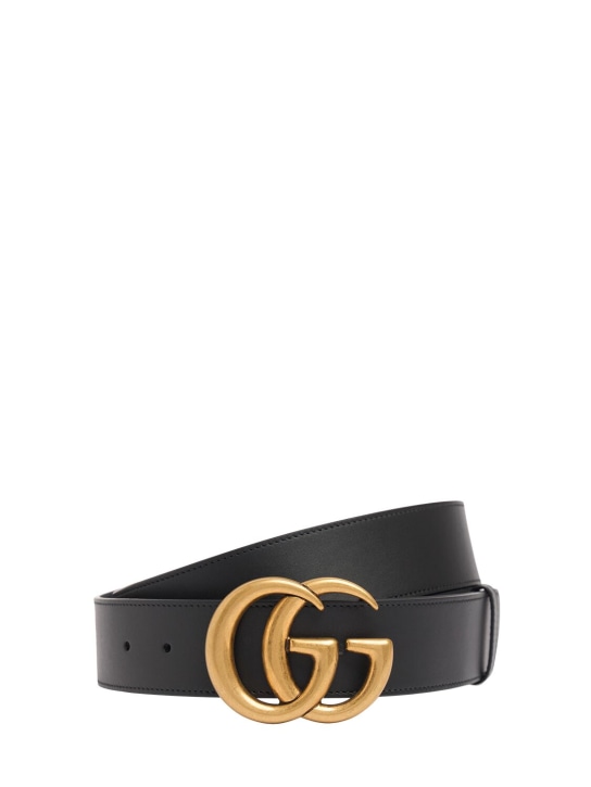 Gucci: 4cm GG leather belt - Black - women_0 | Luisa Via Roma