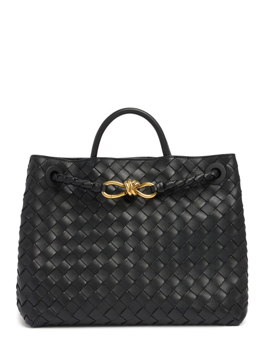 Bottega Veneta: Medium Andiamo leather top handle bag - Black - women_0 | Luisa Via Roma