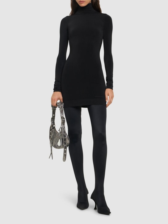Balenciaga: Seamless nylon blend mini dress - Black - women_1 | Luisa Via Roma