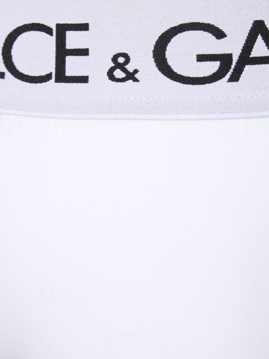 Dolce&Gabbana: Set di 2 boxer in cotone con logo - Bianco - men_1 | Luisa Via Roma