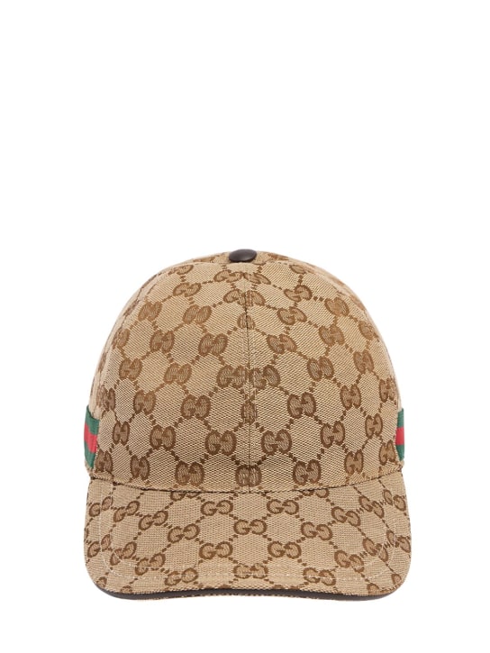 Gucci: GG Supreme canvas baseball hat - Bej - women_0 | Luisa Via Roma