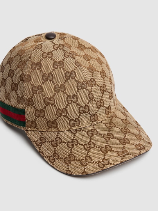 Gucci: GG Supreme canvas baseball hat - Beige - men_1 | Luisa Via Roma