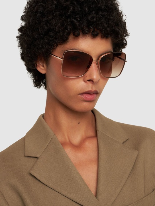 Max Mara: Gafas de sol cuadradas de metal - Rosegold/Brown - women_1 | Luisa Via Roma