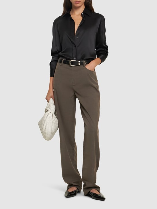 MITHRIDATE: Tailored tech blend straight pants - Gri - women_1 | Luisa Via Roma