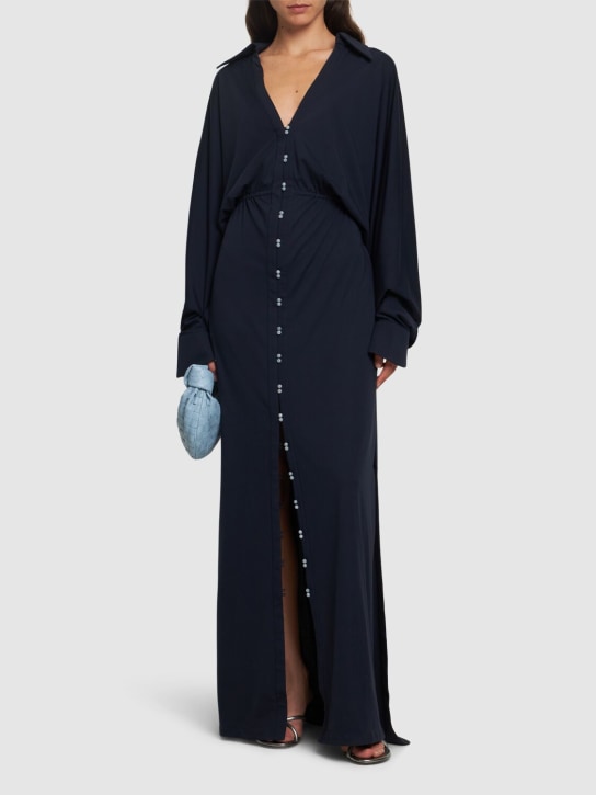 MITHRIDATE: Embellished viscose shirt dress - Koyu Mavi - women_1 | Luisa Via Roma