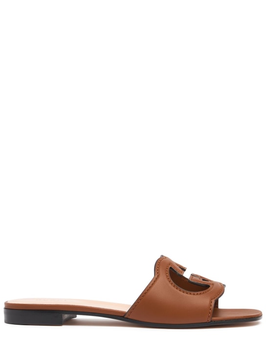 Gucci: 20mm GG cutout leather slide sandals - Cuir - women_0 | Luisa Via Roma