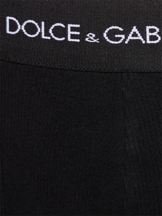 Dolce&Gabbana: Slip Ouaij in cotone con logo - Nero - men_1 | Luisa Via Roma