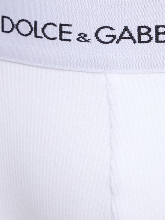 Dolce&Gabbana: Slip Ouaij in cotone con logo - White Ottico - men_1 | Luisa Via Roma