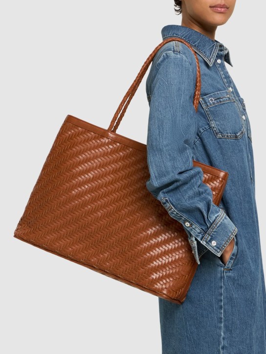 Bembien: Gabrielle handwoven leather shoulder bag - Sienna - women_1 | Luisa Via Roma