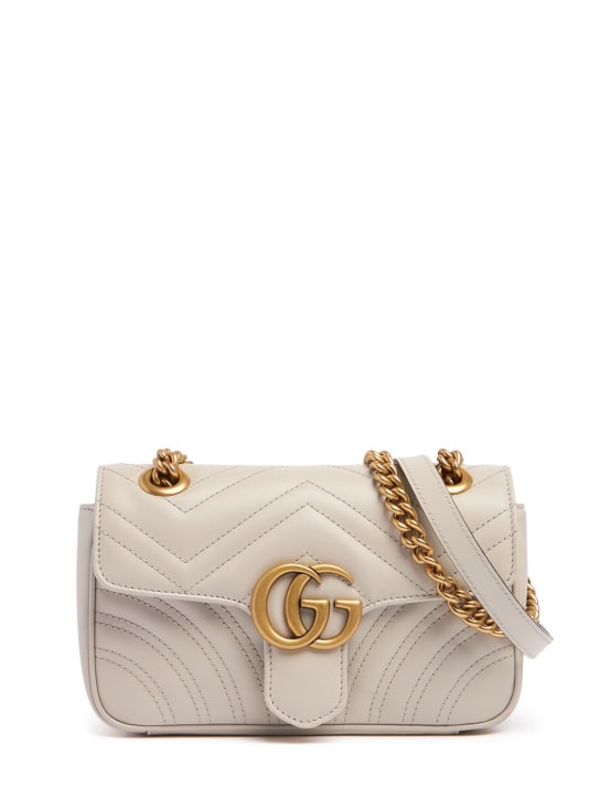 Gucci: GG Marmont迷你绗缝皮革单肩包 - 白色 - women_0 | Luisa Via Roma