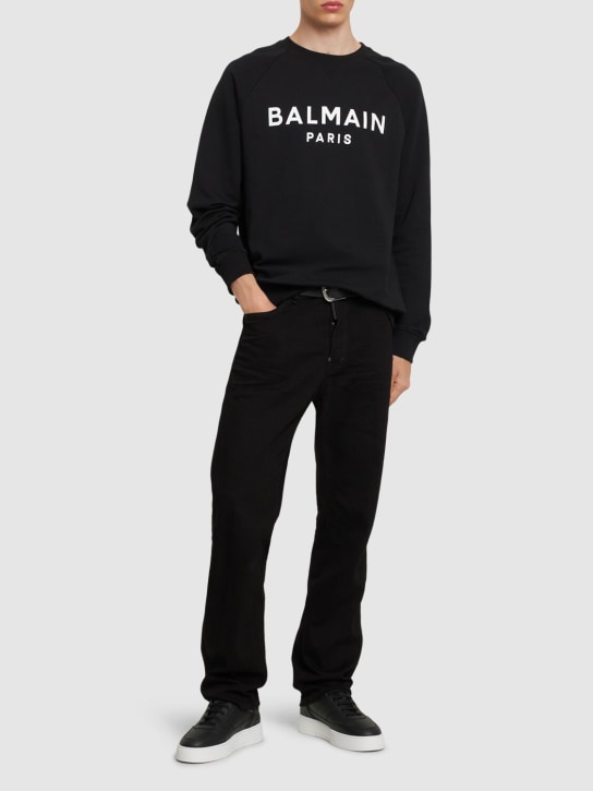 Balmain: Logo printed sweatshirt - Black/White - men_1 | Luisa Via Roma