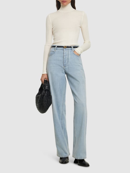 Bottega Veneta: Wide leg light-bleached denim jeans - Light Bleach - women_1 | Luisa Via Roma