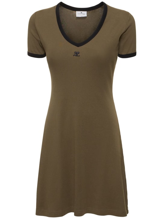 Courreges: Vestido corto de algodón - Verde - women_0 | Luisa Via Roma