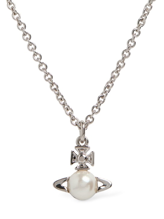 Vivienne Westwood: Balbina faux pearl pendant necklace - Gümüş - women_0 | Luisa Via Roma