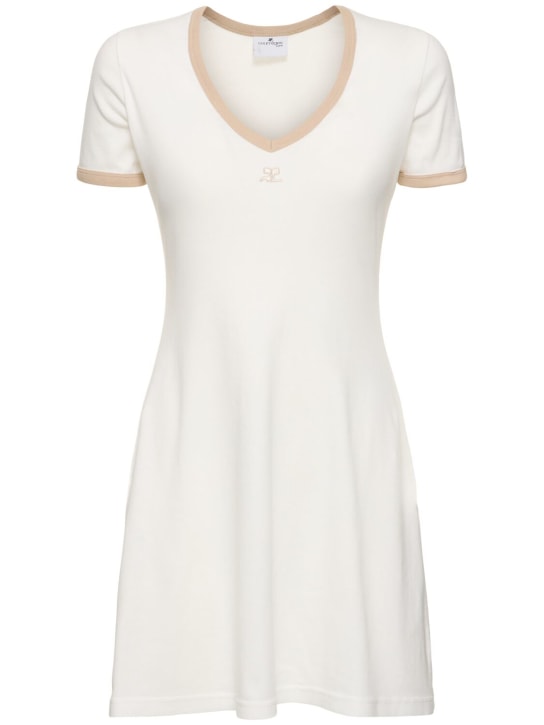 Courreges: Vestido corto de algodón - Blanco - women_0 | Luisa Via Roma