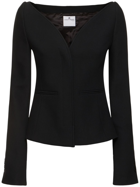Courreges: Ellipse heritage crepe tailored jacket - Siyah - women_0 | Luisa Via Roma