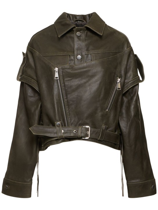 MANOKHI: Vintage oversize leather jacket - Haki - women_0 | Luisa Via Roma