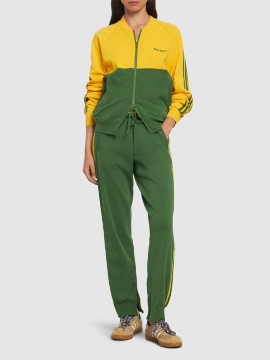 adidas Originals: Wales Bonner knit track pants - Green/Yellow - women_1 | Luisa Via Roma