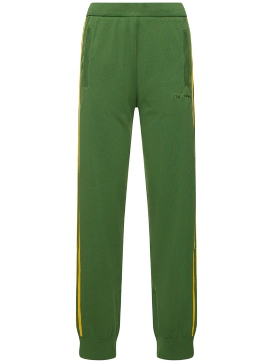 adidas Originals: Wales Bonner knit track pants - Green/Yellow - women_0 | Luisa Via Roma