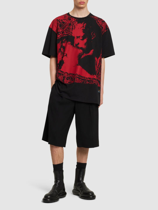 Vivienne Westwood: Camiseta oversize de algodón - Negro/Rojo - men_1 | Luisa Via Roma