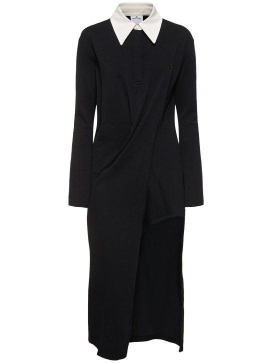 Courreges: Twisted cotton blend polo dress - Black - women_0 | Luisa Via Roma