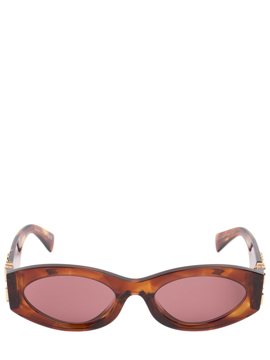 Miu Miu: Round acetate sunglasses - Brown - women_0 | Luisa Via Roma