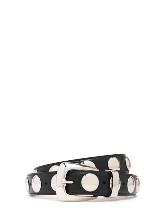 Khaite: 3cm Benny leather & studs belt - Black - women_0 | Luisa Via Roma