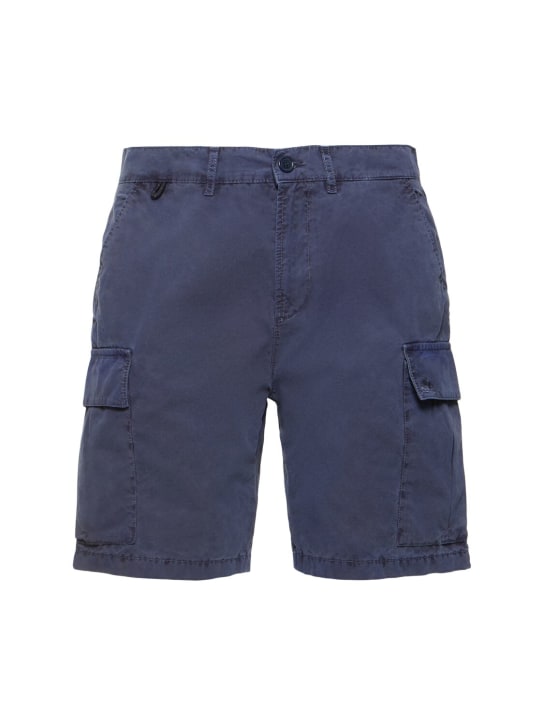 SUNDEK: Striped cotton poplin cargo shorts - Navy - men_0 | Luisa Via Roma