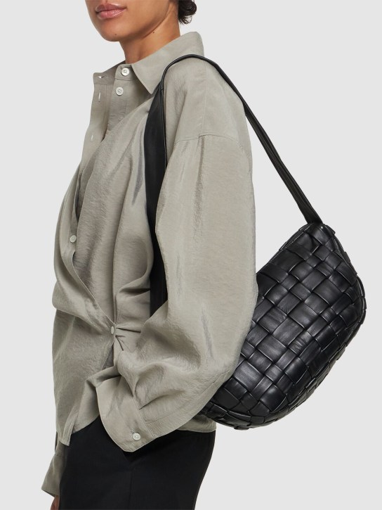 St. Agni: Crescent textured leather shoulder bag - women_1 | Luisa Via Roma
