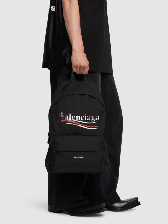 Balenciaga: Explorer nylon backpack - Siyah - men_1 | Luisa Via Roma
