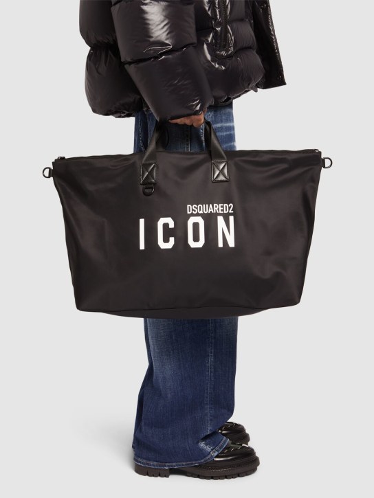 Dsquared2: Be Icon duffle bag - Black - men_1 | Luisa Via Roma