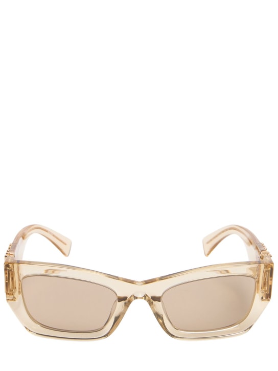 Miu Miu: Squared acetate sunglasses - Beige/Clear - women_0 | Luisa Via Roma