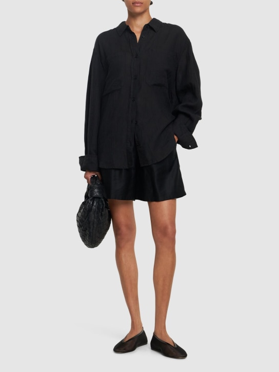 ANINE BING: Dante linen blend shirt - Black - women_1 | Luisa Via Roma