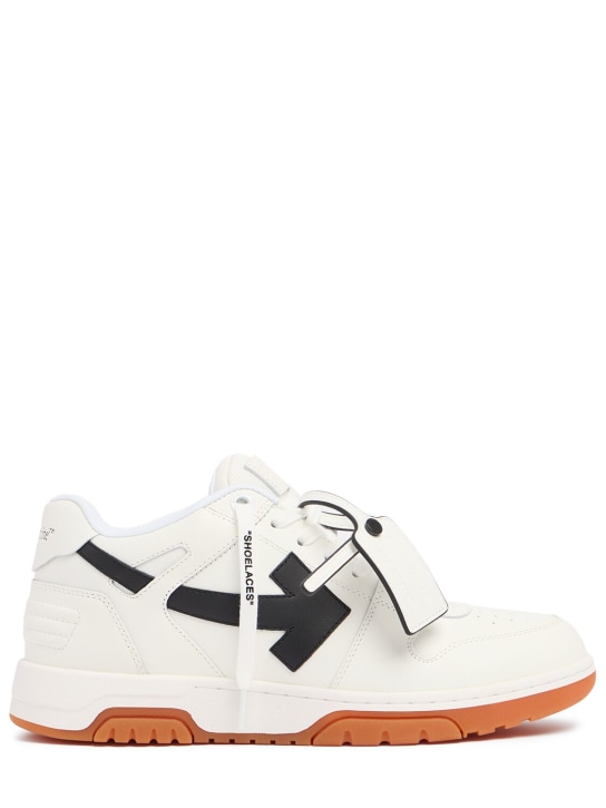 Off-White: Sneakers Out Of Office in pelle - Bianco/Nero - men_0 | Luisa Via Roma