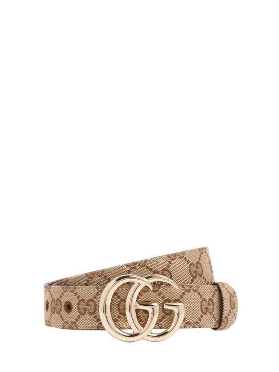 Gucci: 30mm breiter Canvasgürtel „GG Marmont“ - Ebenholz - women_0 | Luisa Via Roma