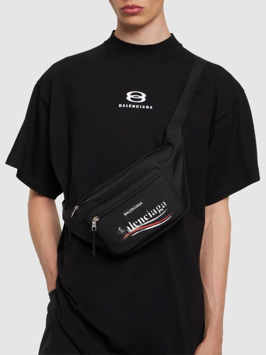 Balenciaga: Explorer nylon belt bag - Black - men_1 | Luisa Via Roma