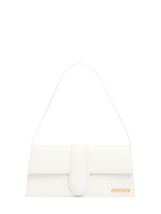 Jacquemus: Le Bambino Long smooth leather bag - Beyaz - women_0 | Luisa Via Roma
