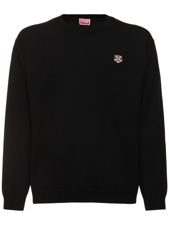 Kenzo Paris: RWS Lucky Tiger wool sweater - Siyah - men_0 | Luisa Via Roma