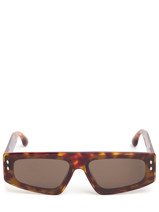 Isabel Marant: Maxi temple squared acetate sunglasses - Havana/Grey - women_0 | Luisa Via Roma