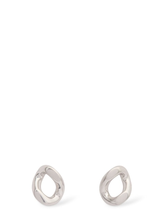 Jil Sander: Small hoop stud earrings - Silver - women_0 | Luisa Via Roma